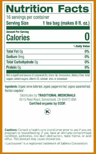 Traditional Medicinals Organic Peppermint Delight Probiotic Tea Perspective: left