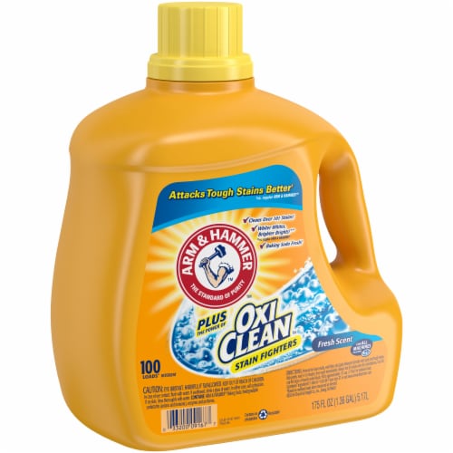 Arm & Hammer Plus Oxi Clean Stain Fighters Fresh Scent Liquid Laundry Detergent Perspective: left