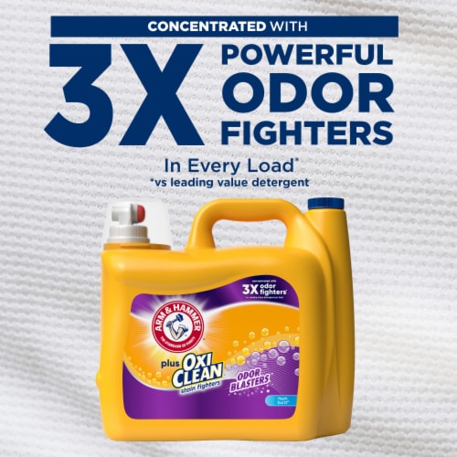 Arm & Hammer™ Fresh Burst™ With Odor Blasters™ Plus Oxi Clean™ Liquid Laundry Detergent Perspective: left