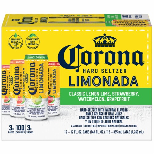 Corona Hard Seltzer Limonada Gluten Free Variety Pack Spiked Sparkling Water Perspective: left