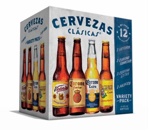 Cervezas Clasicas Variety Pack Import Beer with Corona Extra Corona Familiar Pacifico Victoria Perspective: left