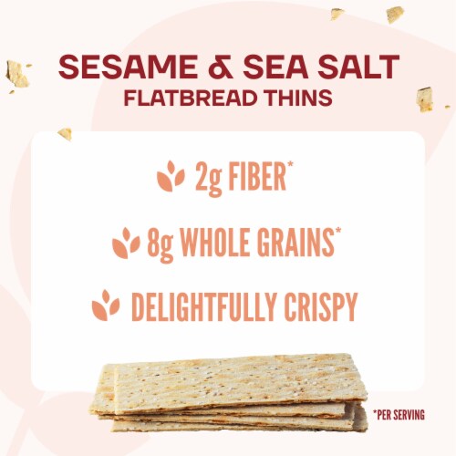 Wasa Sesame and Sea Salt Flatbread Thins Crackers made with Non-GMO Ingredients Perspective: left