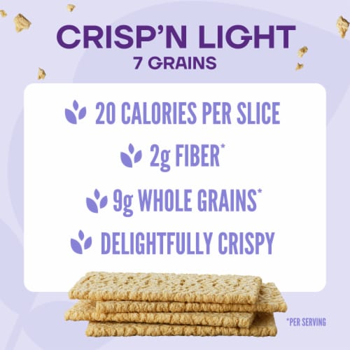 Wasa Crisp’n Light Seven Grains Crispbread made with Non-GMO Ingredients Twenty Calories per Slice Perspective: left