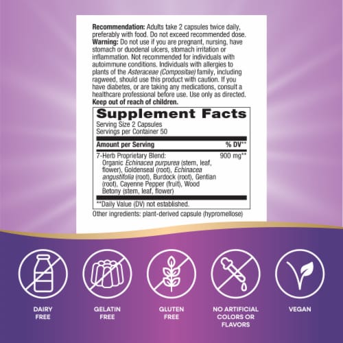 Nature's Way Echinacea Goldenseal Capsules 450mg Perspective: left