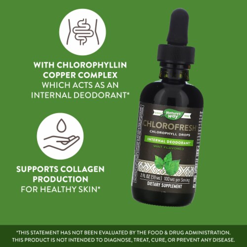 Nature's Way® Chlorofresh® Mint Flavored Internal Deodorant Chlorophyll Drops 100 mg Perspective: left