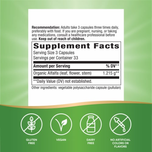 Nature's Way Alfalfa Leaves Capsules 405mg Perspective: left