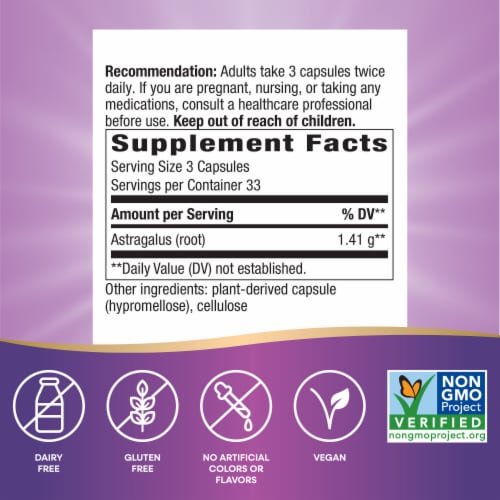 Nature's Way Astragalus Root Capsules 1410mg Perspective: left