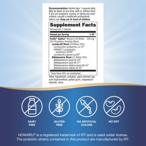 Nature's Way® Fortify™ Optima® Women's 50 Billion Probiotic Supplement Vegetarian Capsules Perspective: left