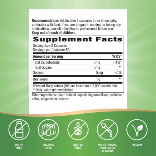 Nature's Way Beet Root Capsules 1000mg Perspective: left