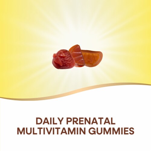 Nature’s Way Alive! Prenatal Premium Multivitamin Plant Based DHA Strawberry And Lemon Flavor Gummy Perspective: left