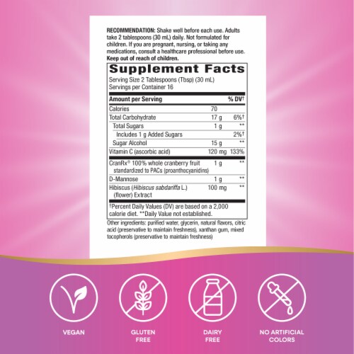 Nature's Way CranRx Extra Strength Cranberry Vitamin C Liquid 1,000 mg Cranberry per 2-Tbsp Serving Perspective: left