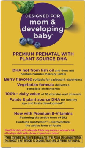 Nature's Way Alive! Complete Prenatal Berry Flavored Multi-Vitamin Vegetarian Softgels Perspective: left