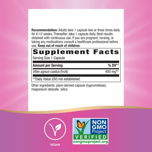 Nature's Way® Vitex Fruit Capsules Dietary Supplement 400mg Perspective: left