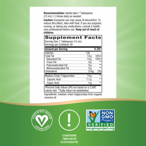Nature's Way Organic MCT Oil Perspective: left