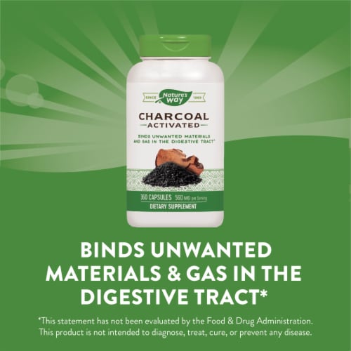 Nature's Way® Activated Charcoal Capsules 280mg Perspective: left