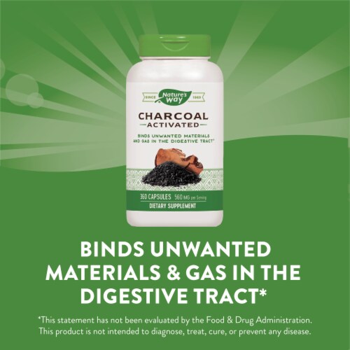 Nature's Way® Activated Charcoal Capsules 500 mg Perspective: left