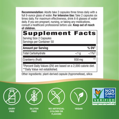 Nature's Way® Cranberry Fruit Dietary Supplement Capsules Perspective: left