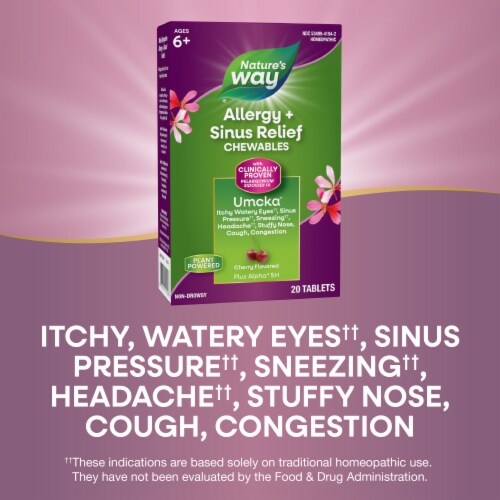 Nature's Way® Umcka® Cherry Flavor Allergy & Sinus Tablets Perspective: left