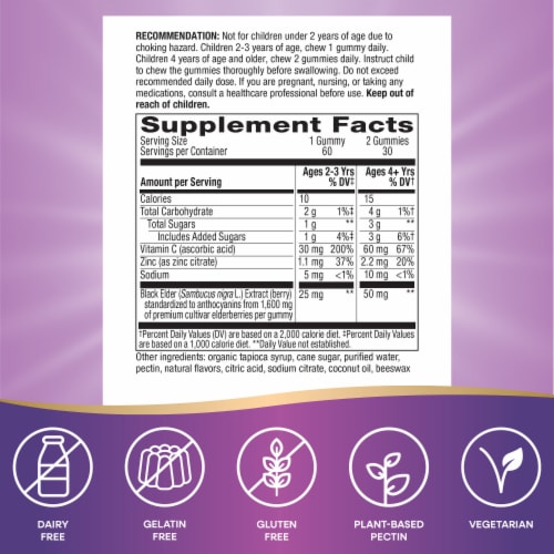Nature's Way Sambucus® Kids Elderberry Immune Gummies Perspective: left