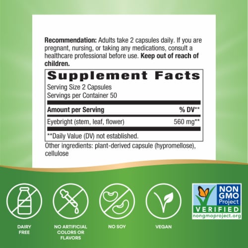 Nature's Way Eyebright Herb Capsules 860 mg Perspective: left