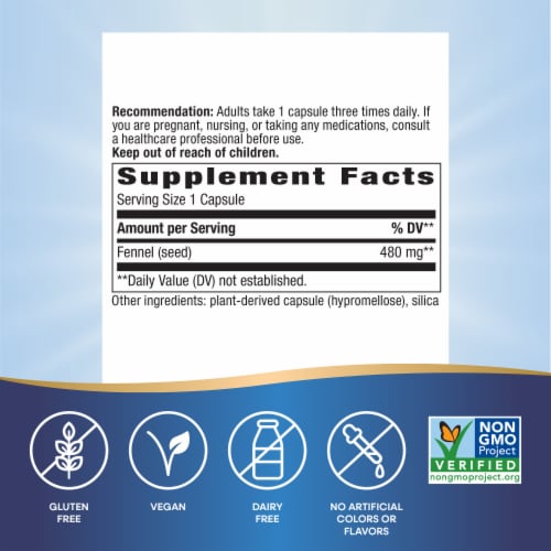 Nature's Way Fennel Seed Capsules 480 mg Perspective: left