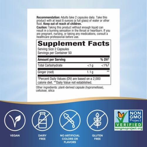 Nature's Way® Ginger Root Capsules 1100 mg Perspective: left