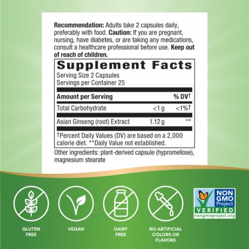 Nature's Way® Asian Ginseng Root Capsules Perspective: left