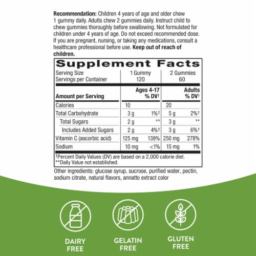 Nature's Way Orange Flavored Vitamin C Gummies 250mg Perspective: left