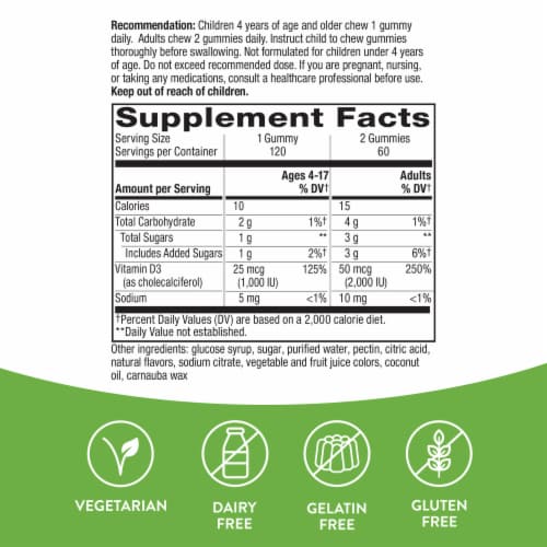 Nature's Way® Mixed Fruit Flavored Vitamin D3 Gummies Perspective: left
