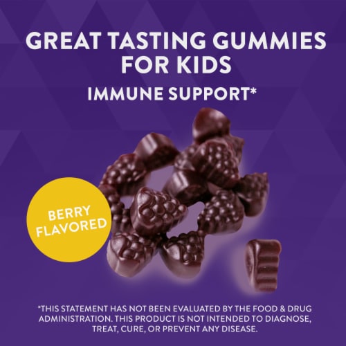 Nature’s Way Sambucus Kids Cough Relief + Immune South African Geranium Elderberry Vitamin C Gummies Perspective: left