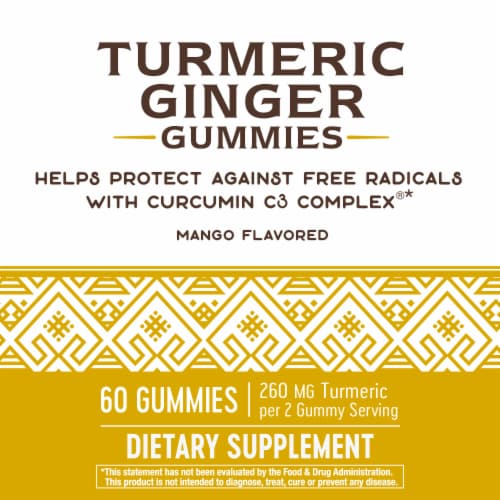 Nature's Way Mango Flavored Turmeric Ginger Gummies Perspective: left