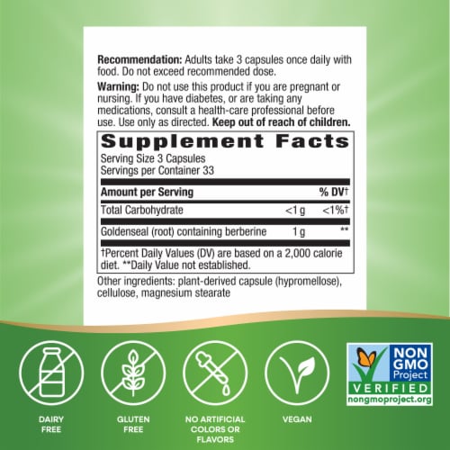 Nature's Way® Goldenseal Root 570 mg Capsules Perspective: left