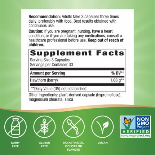 Nature's Way Hawthorn Berries Capsules 510 mg Perspective: left