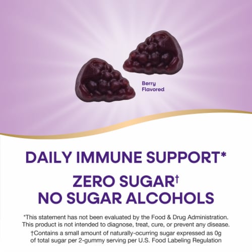Nature’s Way Sambucus Zero Sugar Immune Black Elderberry Extract Vitamin C D3 Zinc Gummies Perspective: left