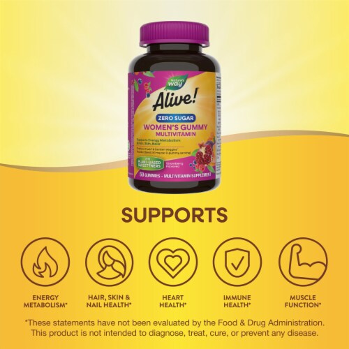 Nature's Way Alive! Zero Sugar Women's Gummy Multivitamins Perspective: left