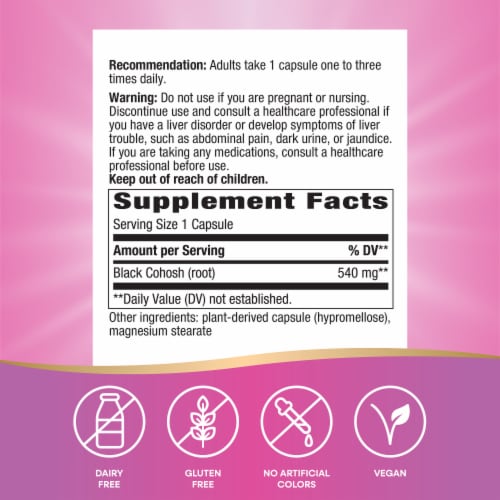 Nature's Way® Black Cohosh Root 540mg Capsules Perspective: left