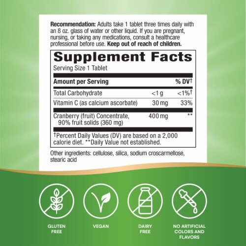 Nature's Way Premium Blend Cranberry with Vitamin C Antioxidant Support Tablets Perspective: left