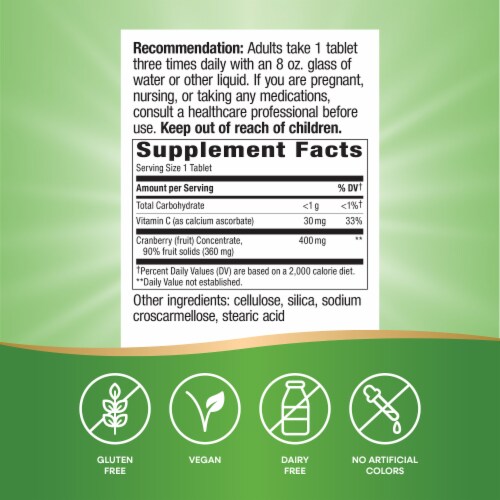 Nature's Way Premium Blend Cranberry with Vitamin C Antioxidant Support Tablets Perspective: left