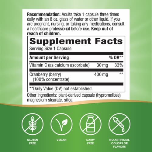 Nature's Way Premium Blend Cranberry Capsules Perspective: left