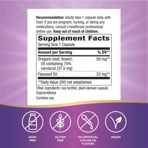 Nature's Way® Standardized Oregano Oil Vegan Capsules Perspective: left