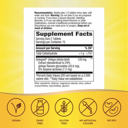 Nature's Way Ginkgold Mental Sharpness Tablets 60 mg Perspective: left