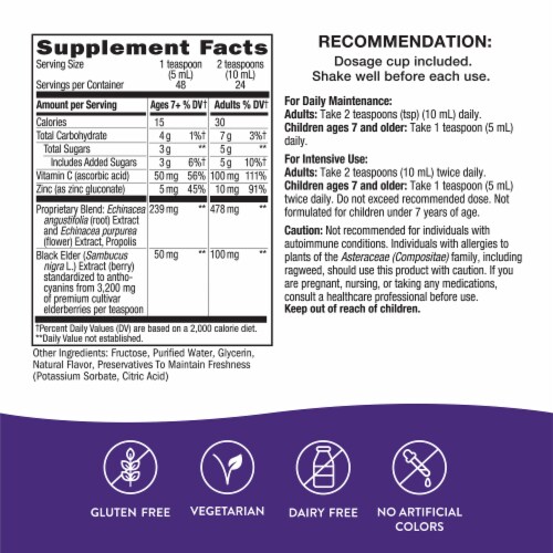 Nature's Way Sambucus® Elderberry Immune Syrup Perspective: left