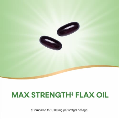 Nature’s Way Flax Oil Max Strength With ALA Cold Pressed Softgels 2600 mg Per 2 Softgel Serving Perspective: left