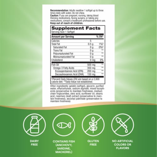 Nature's Way Super Fisol Fish Oil Cardiovascular and Joint Health Omega 3 Softgels Perspective: left