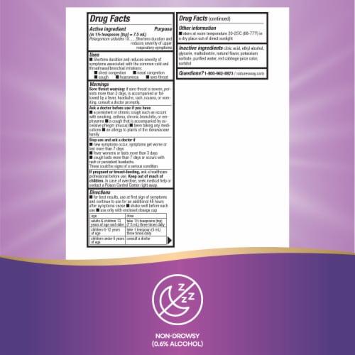 Nature's Way Umcka ColdCare Sugar Free Grape Flavored Soothing Syrup Perspective: left