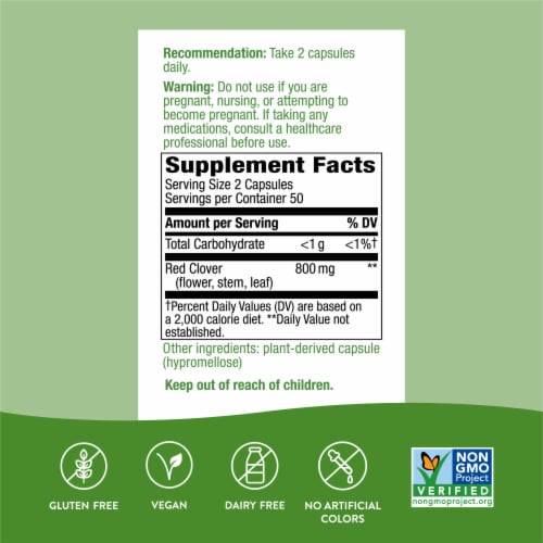 Nature's Way Red Clover Blossom & Herb Capsules Perspective: left
