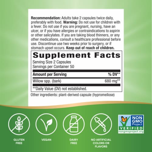 Nature's Way® White Willow Bark Capsules Perspective: left