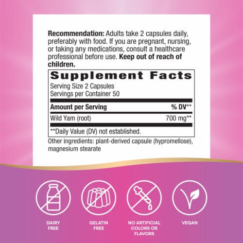 Nature's Way® Wild Yam Root Capsules 850 mg Perspective: left