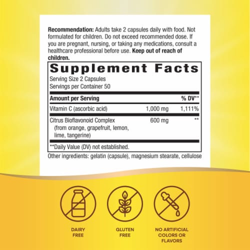Nature's Way® Vitamin C Bioflavonoids Dietary Supplement Capsules Perspective: left