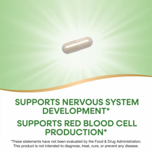 Nature's Way Folate Dietary Supplement Capsules Perspective: left